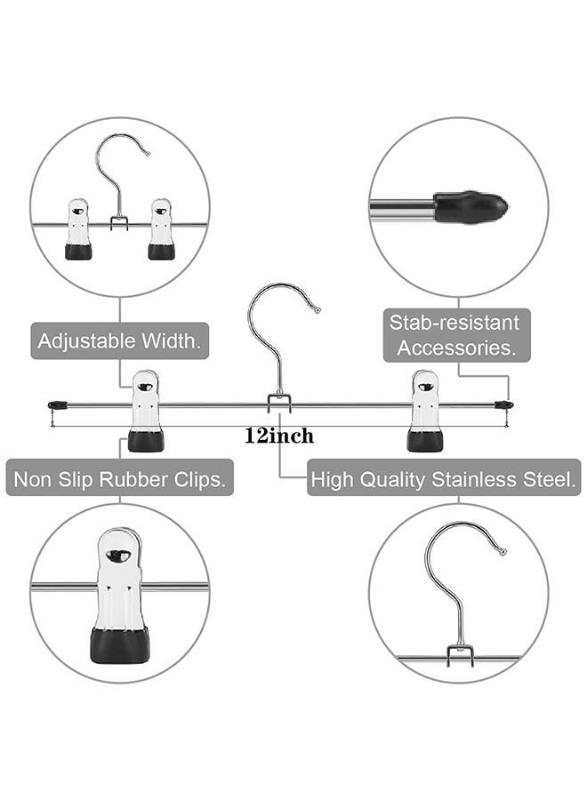 12 Inch Metal Trouser Hangers,With Adjustable Non-Slip Clips Hangers  10-Pieces  - Image 2