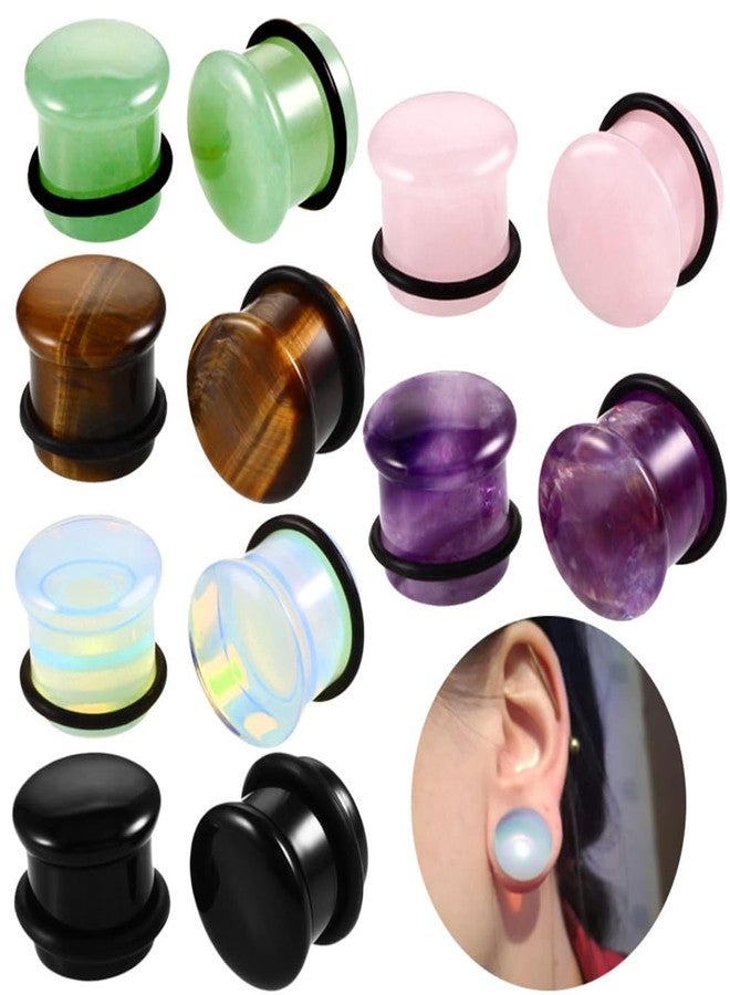 Decentraland 2 Pcs Pink Stone Ear Gauges Earrings Stone Ear Gauges Plugs Jewelry 8mm(0g) - Image 2