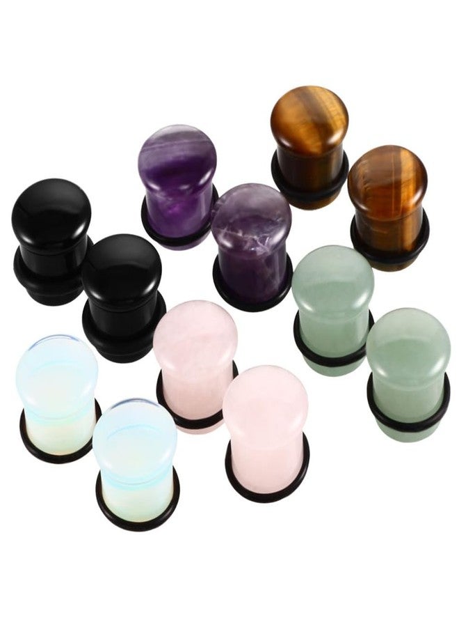 Decentraland 2 Pcs Pink Stone Ear Gauges Earrings Stone Ear Gauges Plugs Jewelry 8mm(0g) - Image 3