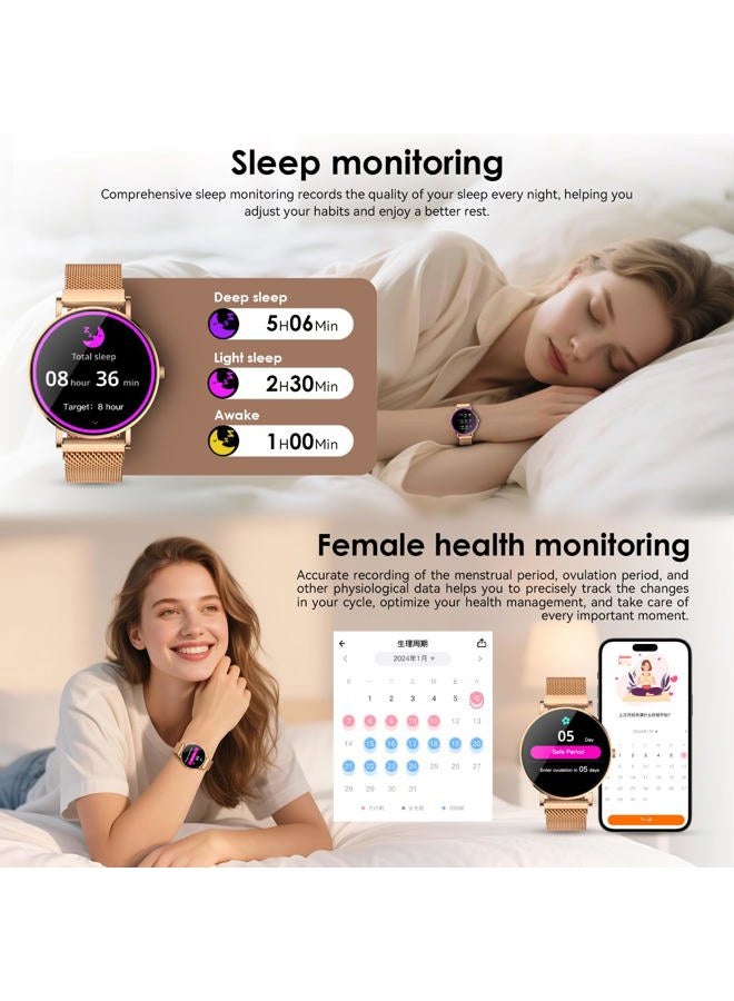 Aurafit Smart Watch for Women 1.32" Fitness Tracker Watch 7.7mm Ultra Thin Design Answer/Make Call with 120+ Sport Modes Heart Rate/Sleep/Spo2 Monitor Smartwatch IP67 Waterproof for Android iOS - Image 4