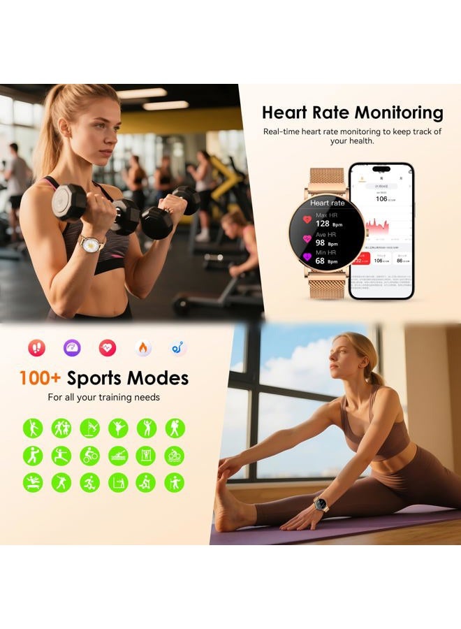 Aurafit Smart Watch for Women 1.32" Fitness Tracker Watch 7.7mm Ultra Thin Design Answer/Make Call with 120+ Sport Modes Heart Rate/Sleep/Spo2 Monitor Smartwatch IP67 Waterproof for Android iOS - Image 3