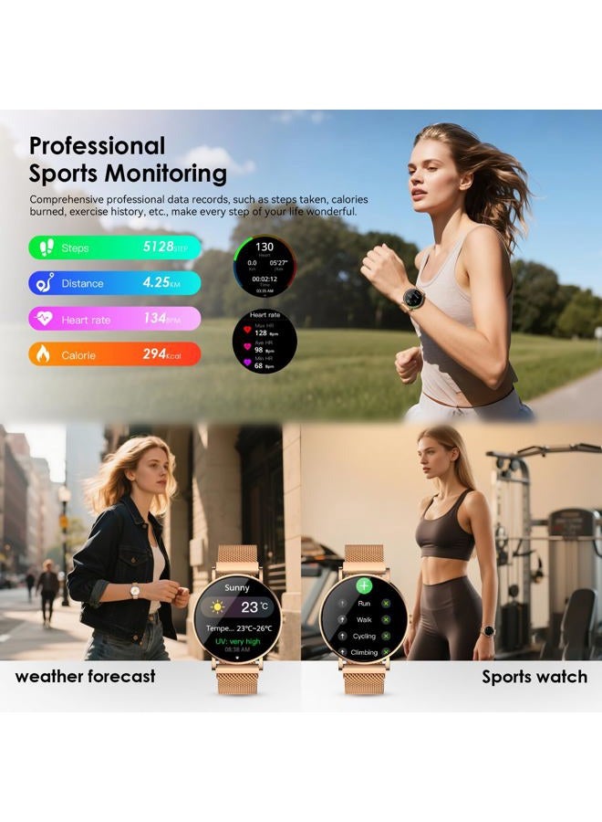 Aurafit Smart Watch for Women 1.32" Fitness Tracker Watch 7.7mm Ultra Thin Design Answer/Make Call with 120+ Sport Modes Heart Rate/Sleep/Spo2 Monitor Smartwatch IP67 Waterproof for Android iOS - Image 5