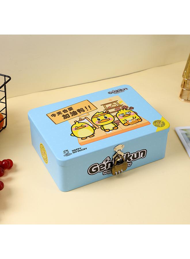 Bluejw Genkikun Yellow Duck Creative Wrought Iron Storage Box With Lock Certificate Sundries Finishing Box Tinplate Packaging Empty Box - Image 3
