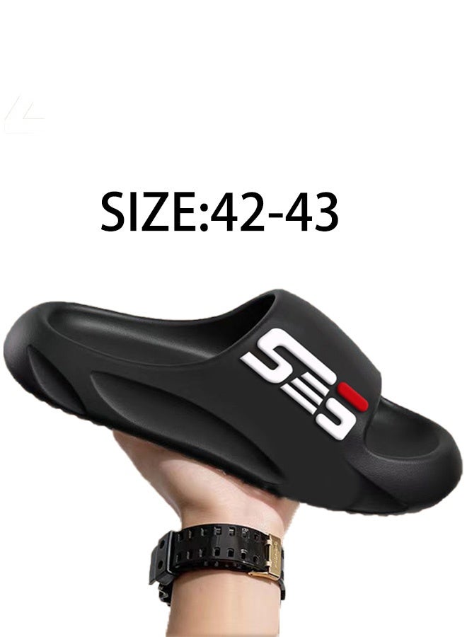 Ses Black summer outdoor wear-resistant home bathroom non-slip bathing soft bottom men's slippers (42-43EUR) - Image 1