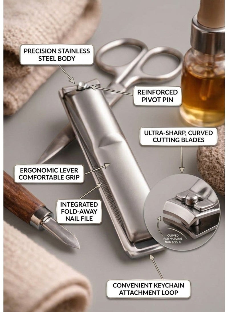 قصافة أظافر بتصميم احترافي من الفولاذ المقاوم للصدأ اليدين والقدمين، مناسبة للرجال والنساء للاستخدام المنزلي اليومي (فضي) - Image 2