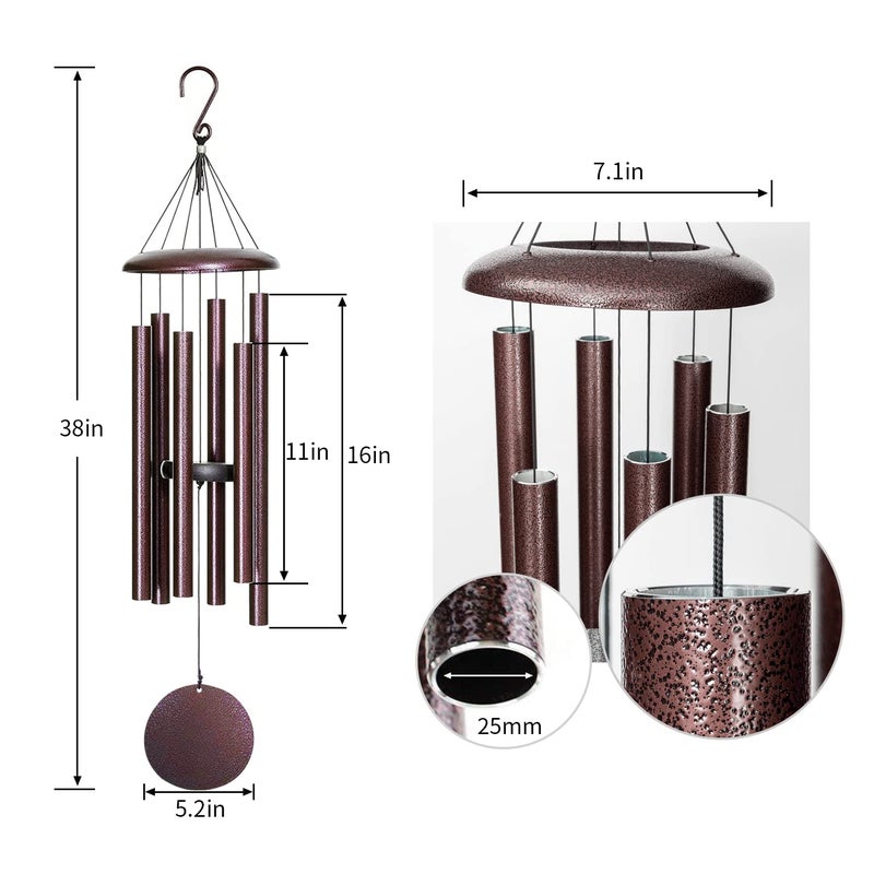 FDOCOI Wind Chimes for Outside Deep Tone,38'' Large Memorial Wind Chimes Outdoor, Wind Chime Gifts for Mom/Grandma,Christmas, Bronze - Image 5