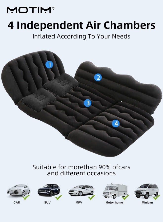 Motim Car Inflatable Mattress, 130*80CM, Folding Car Bed with Pillows and Inflatable Pump, Thickened Flocking Travel Car Sleeping Air Bed Cushion, Fits Most Car Models  - Image 4