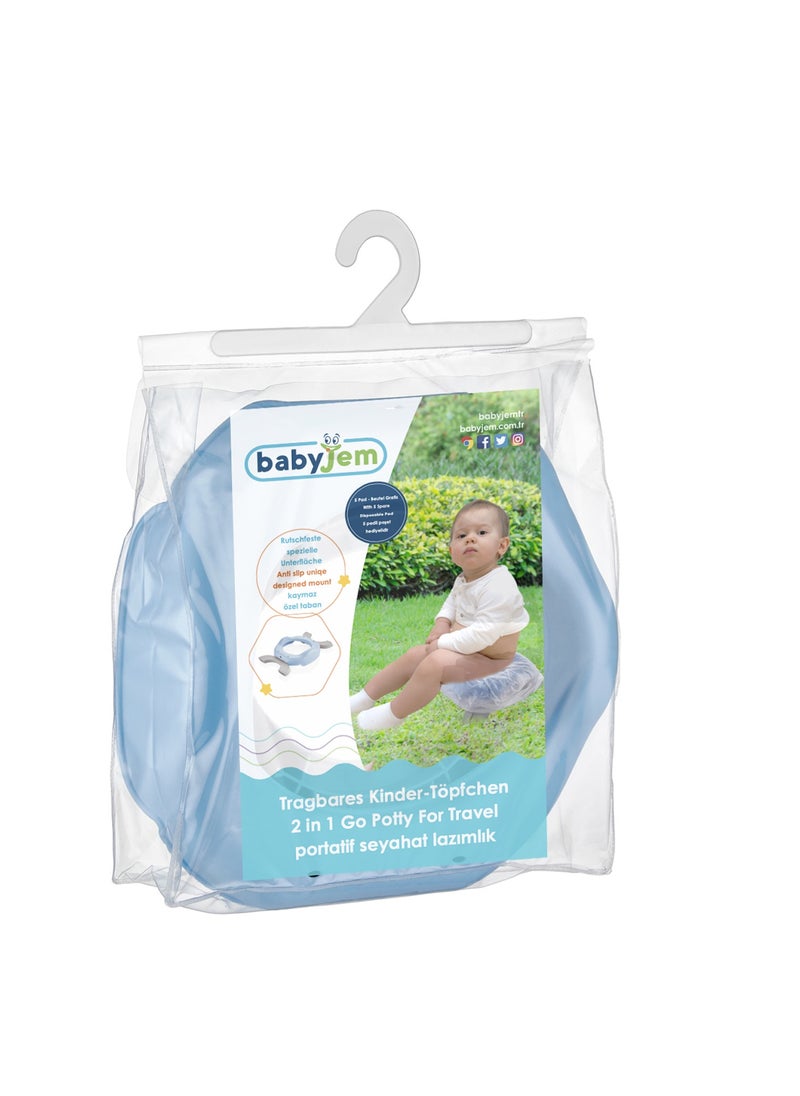BabyJem Babyjem Portable Baby Potty Seat, 1+ Year, Blue - Easy-Opening, Non-Slip Feet, Super Absorbent, Disposable Bags, Hygienic Area - Padded Bag & Double-Stage Opening Feet  - Image 3