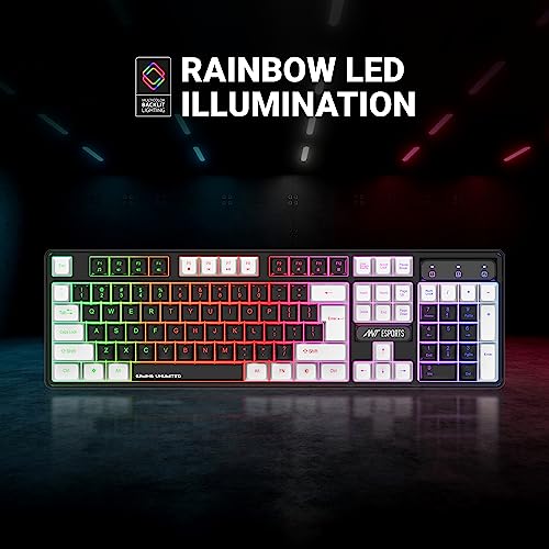 ANT Esports لوحة مفاتيح ألعاب سلكية بإضاءة خلفية من نوع Membrane من Ant Esports MK1450 Pro مع إضاءة ألوان مختلطة، أغطية مفاتيح باللونين الأبيض والأسود، أغطية مفاتيح حقن مزدوج - أسود - Image 2