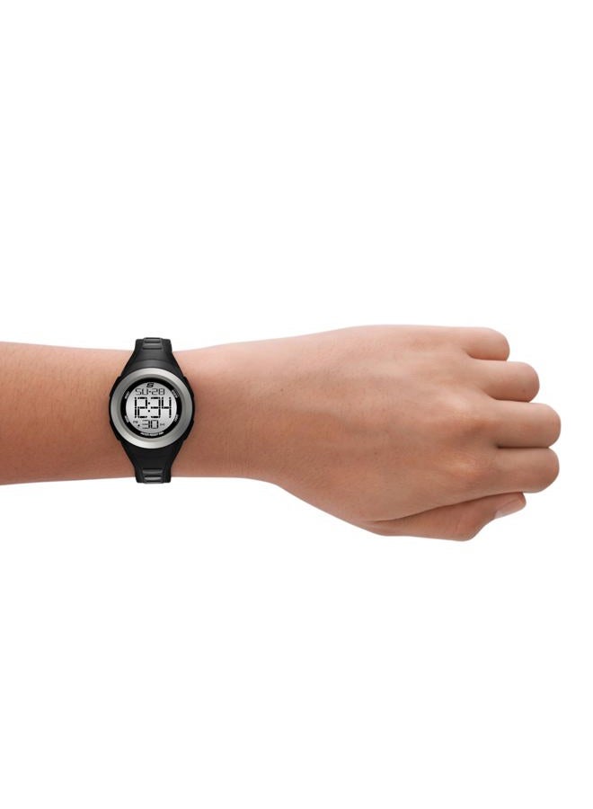 SKECHERS Women's Tennyson Quartz Metal and Silicone Sports Digital Watch, Black, Grey, Digital - Image 3