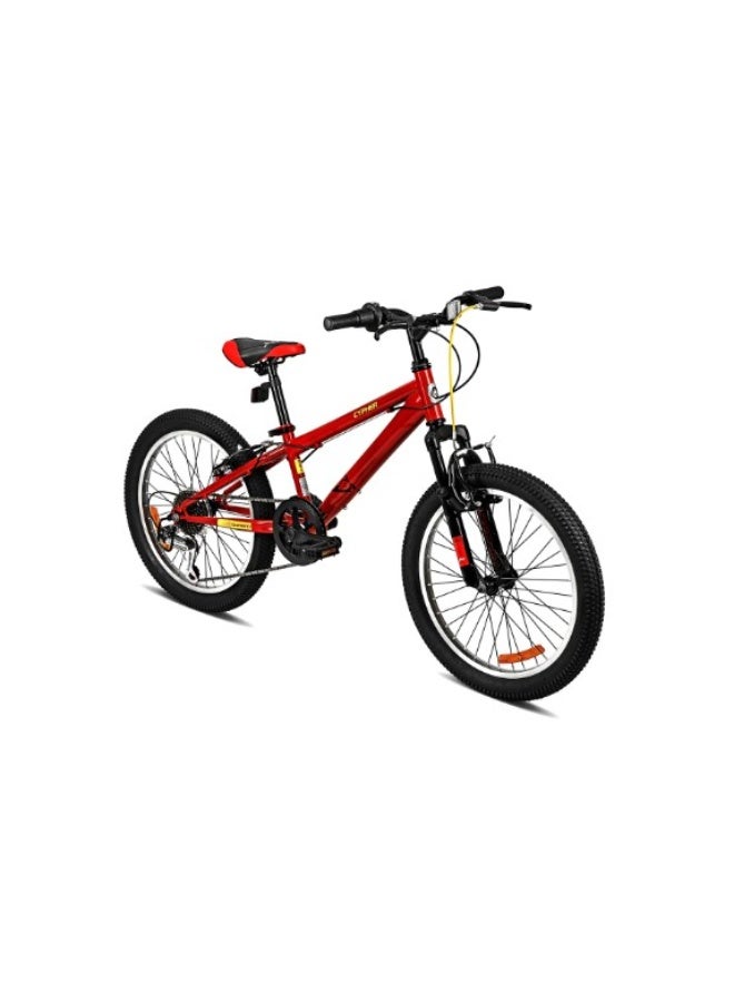 Spartan 20" Cypher Kids Mountain Bike | Front Suspension, 6-Speed Shimano Gears, Steel Frame, Adjustable Saddle | MTB for Boys Ages 6 to 9 | Black & Red Design with Off-Road Ready Features | SP-3225 - Image 1