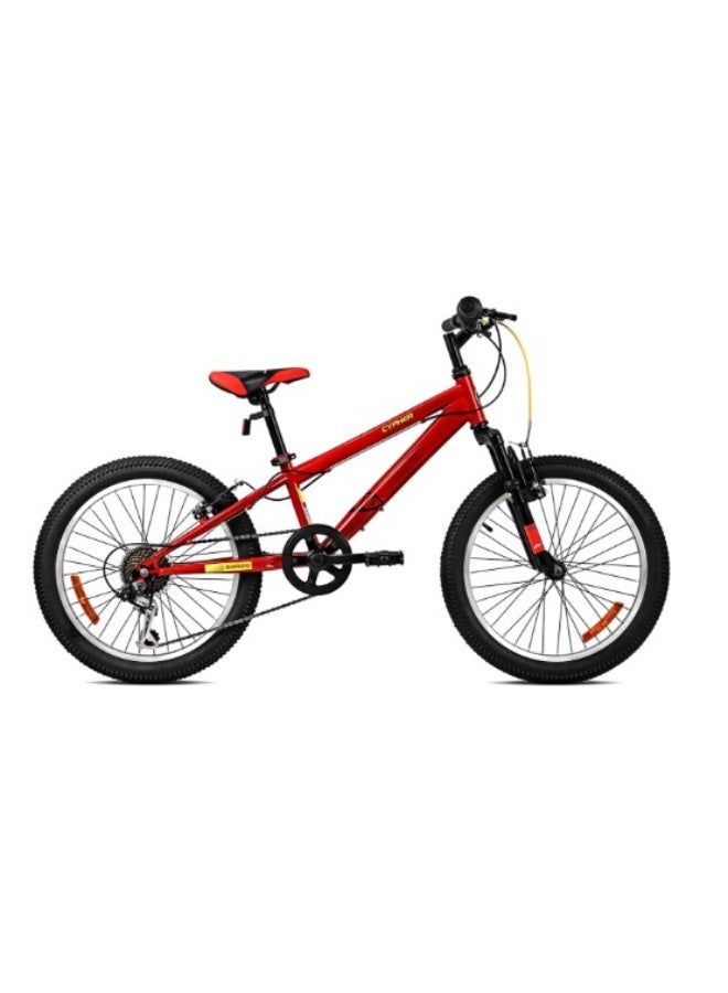 Spartan 20" Cypher Kids Mountain Bike | Front Suspension, 6-Speed Shimano Gears, Steel Frame, Adjustable Saddle | MTB for Boys Ages 6 to 9 | Black & Red Design with Off-Road Ready Features | SP-3225 - Image 2