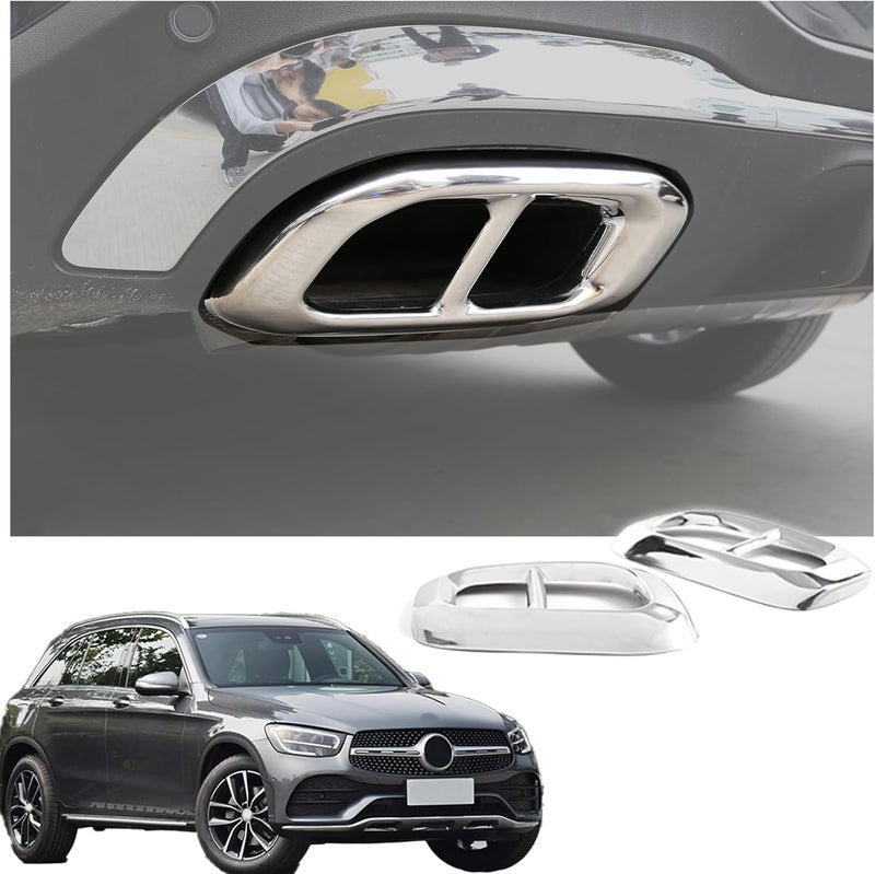 YUECHI Stainless Steel Exhaust Pipe Tail Cover Trim for Mercedes Benz GLE 350 GLE 450 GLC GLS 2020 - Image 1