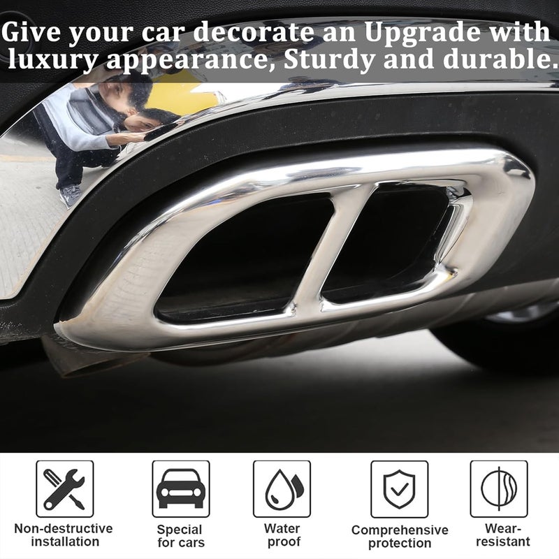 YUECHI Stainless Steel Exhaust Pipe Tail Cover Trim for Mercedes Benz GLE 350 GLE 450 GLC GLS 2020 - Image 3