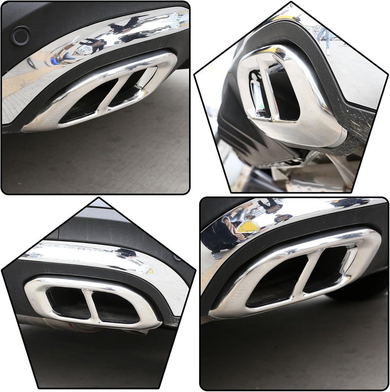 YUECHI Stainless Steel Exhaust Pipe Tail Cover Trim for Mercedes Benz GLE 350 GLE 450 GLC GLS 2020 - Image 4