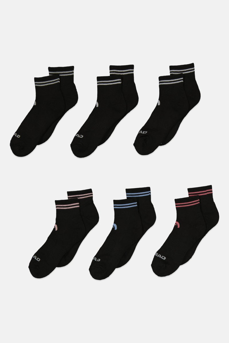 HEAD Women 6 Pairs Brand Logo Outdoor Socks, Black Combo  - Image 1