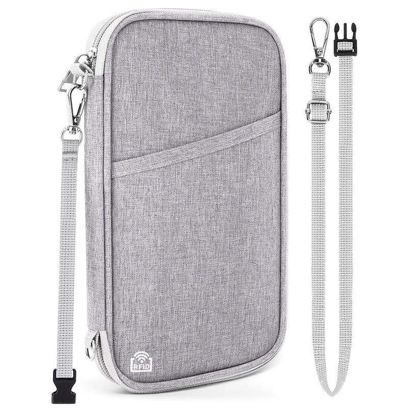 Magimack Family Passport Holder for Travel, RFID Blocking Travel Document Organizer with Flexible Carrying Style, Portable Passport Wallet and Essentials for Trip (Grey) - Image 1