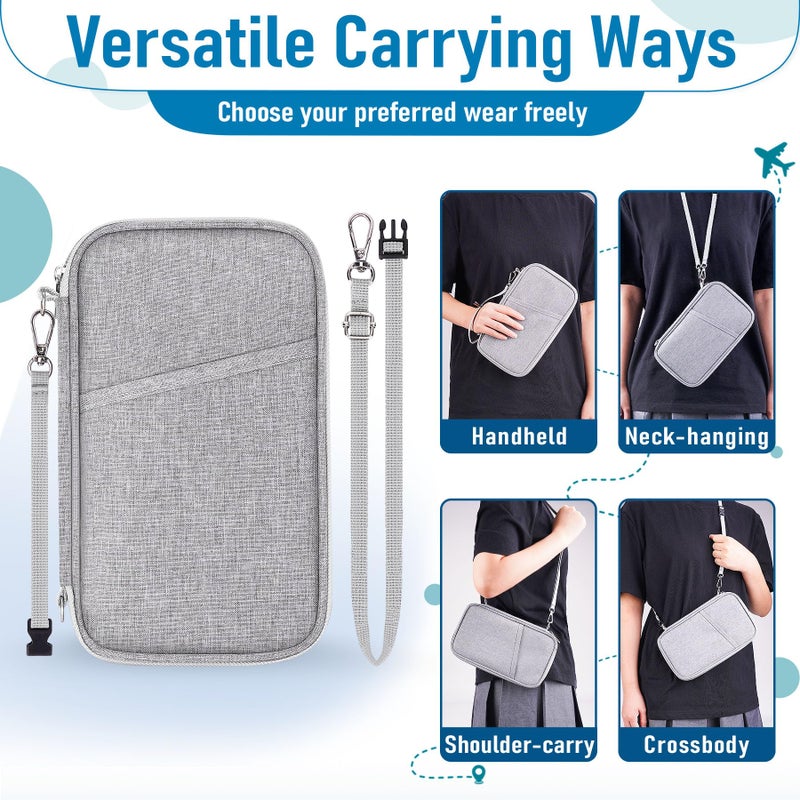 Magimack Family Passport Holder for Travel, RFID Blocking Travel Document Organizer with Flexible Carrying Style, Portable Passport Wallet and Essentials for Trip (Grey) - Image 5