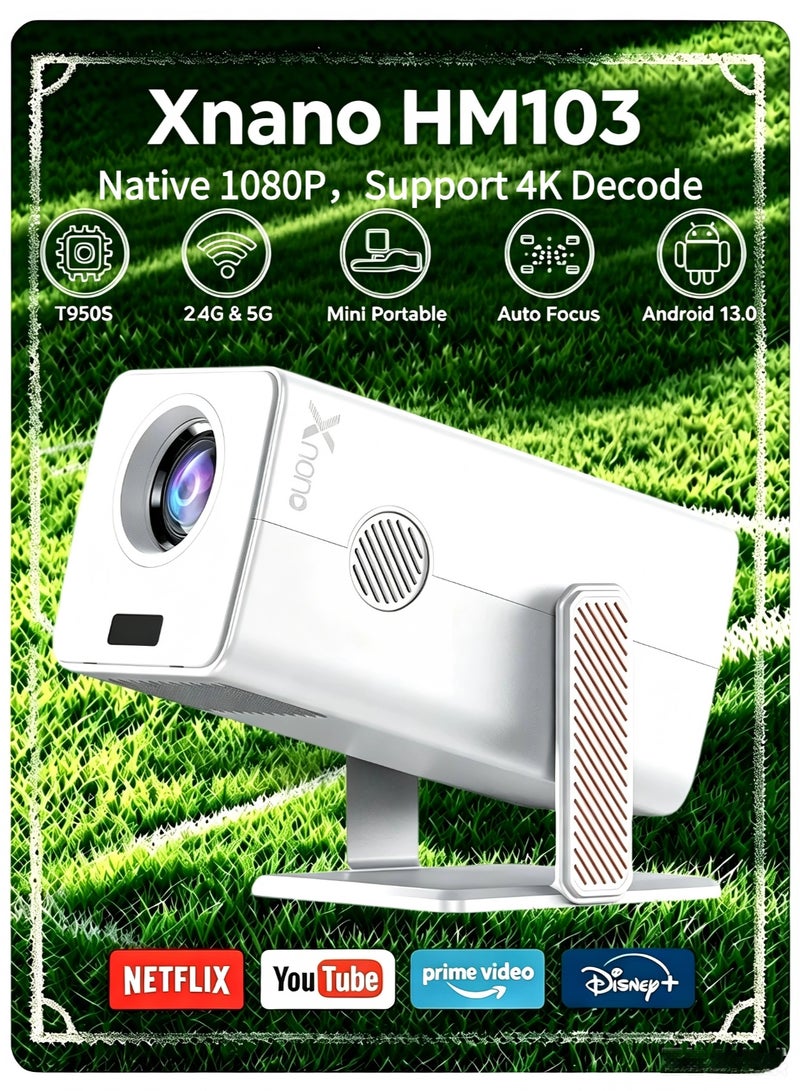 Xnano HM103 Portable Projector Auto Focus Bluetooth 5.2 Wi-Fi 6 Smart Projector Full HD Native 1080P Rotating 270° - Image 1
