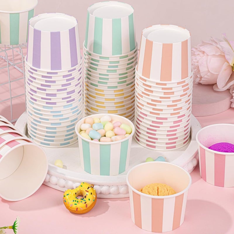 Aodaer 120 Pack Paper Ice Cream Cups 8 Ounces Disposable Dessert Bowls Ice Cream Containers Soup Snack Dessert Yogurt Sundae Bowls for Cold & Hot Foods, Birthday Party Bar Supplies, 6 Colors - Image 5