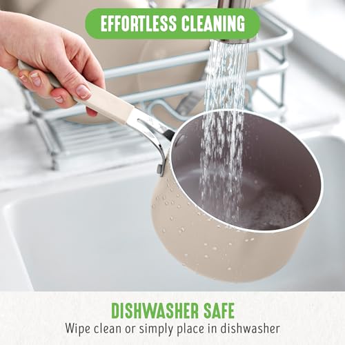 GreenLife 2 Quart Nonstick Saucepan with Lid, Lightweight Healthy PFAS-Free Milk Pan, Dishwasher & Oven Safe Soup Pan, Durable Body, Silicone Stay-Cool Handle, Easy Release Chef’s Pan, Taupe - Image 4