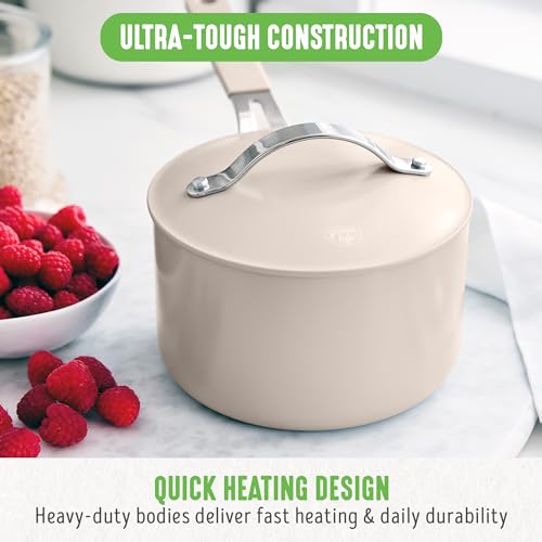 GreenLife 2 Quart Nonstick Saucepan with Lid, Lightweight Healthy PFAS-Free Milk Pan, Dishwasher & Oven Safe Soup Pan, Durable Body, Silicone Stay-Cool Handle, Easy Release Chef’s Pan, Taupe - Image 3