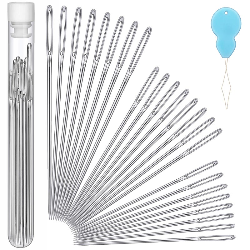 JNENERY 24 PCS Large Eye Sewing Needles, 3 Size Sewing Needles, Leather Embroidery Thread Sharp Needle, Stainless Steel Yarn Knitting Needle for Handsewing, Crafts, Repair, Quilting - Image 1