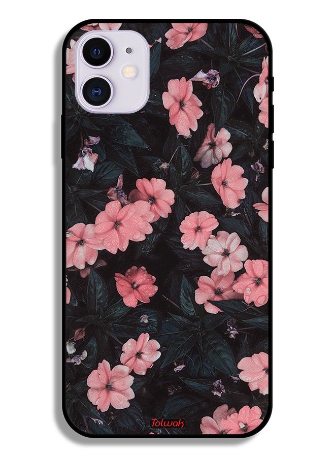 Tolwak Apple iPhone 11 Protective Case Peach Small Roses - Image 2