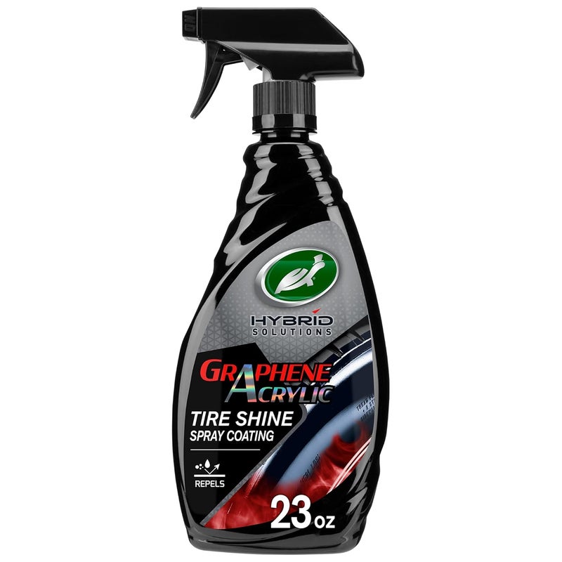 TurtleWax Turtle Wax Hybrid Solutions Graphene Acrylic Tyre Shine Spray Coating, 680ml, Pack of 1, No Sling Tyre Dressing for a Long Lasting Deep, Black, Wet Look Shine, UV protection & Dirt Repellant - Image 1