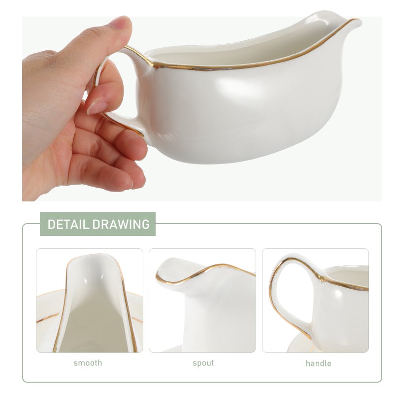 1 Set of Ceramic Serving Jug Sauce Pitcher Steak Gravy Boat Restaurant Condiment Bowl - Image 4