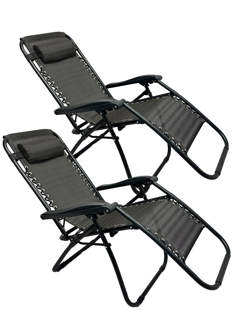 RENOVO 2 Piece Patio Chaise Lounges Chair gravity chair with adjustable backrest and footrest Sunlounger for Poolside Backyard and Beach - Image 1