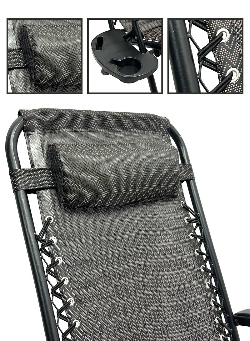 RENOVO 2 Piece Patio Chaise Lounges Chair gravity chair with adjustable backrest and footrest Sunlounger for Poolside Backyard and Beach - Image 4
