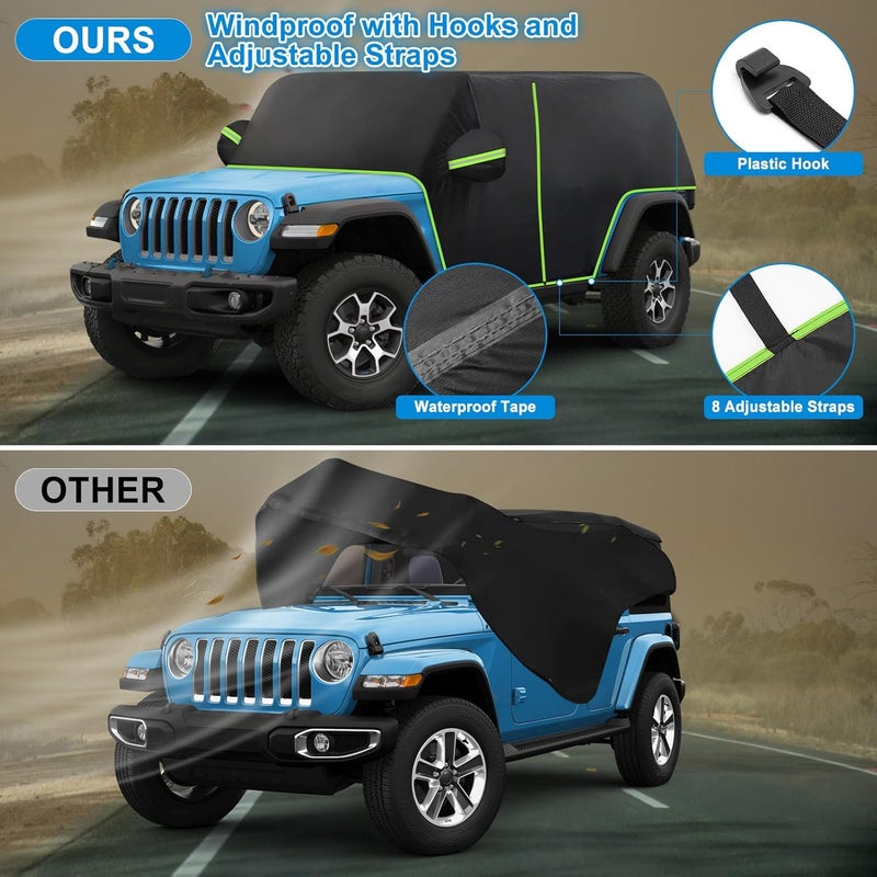 BORDAN Waterproof Cab Car Cover for Jeep Wrangler JK JL 4 Door - All Weather Protection - Image 5
