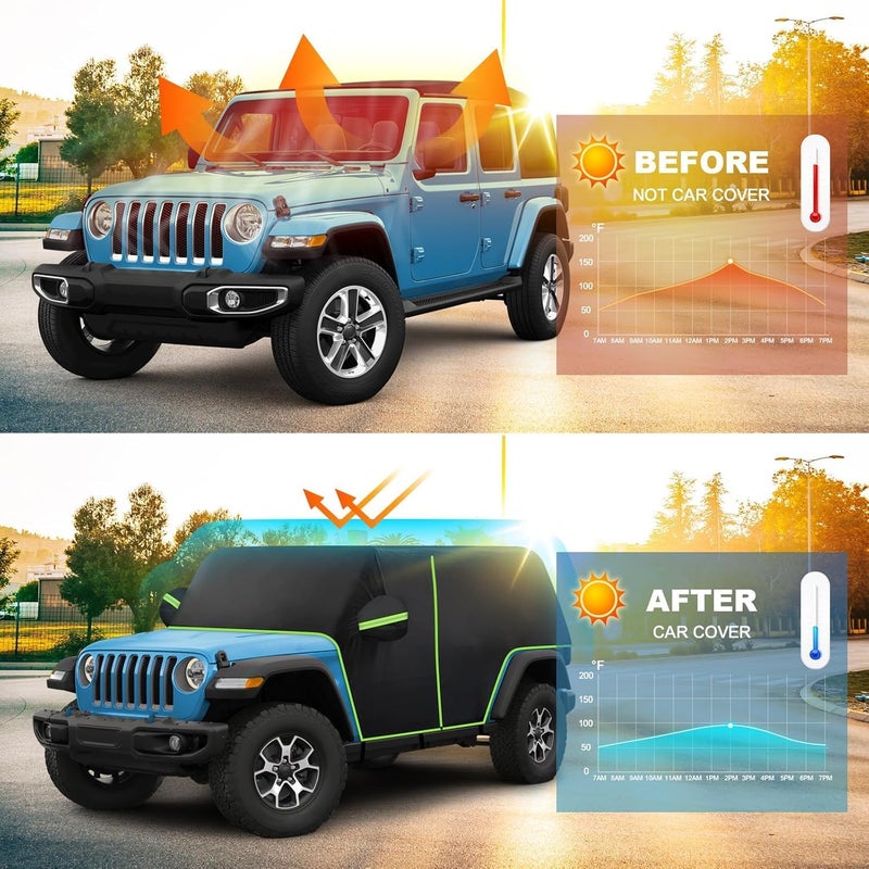 BORDAN Waterproof Cab Car Cover for Jeep Wrangler JK JL 4 Door - All Weather Protection - Image 2
