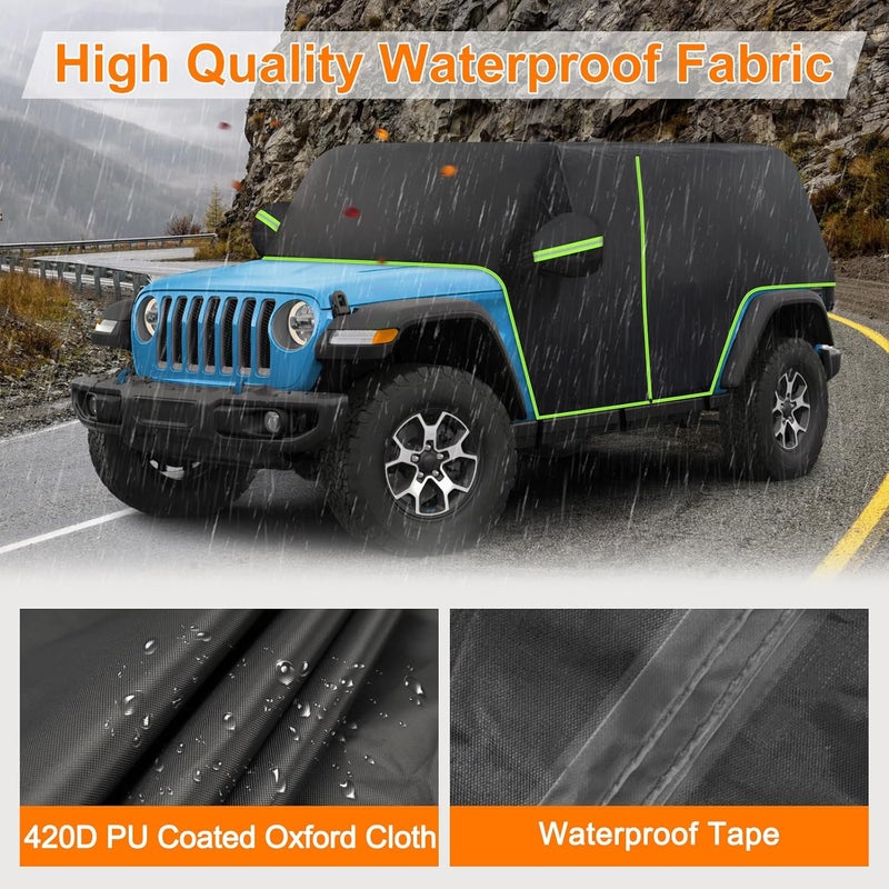 BORDAN Waterproof Cab Car Cover for Jeep Wrangler JK JL 4 Door - All Weather Protection - Image 3