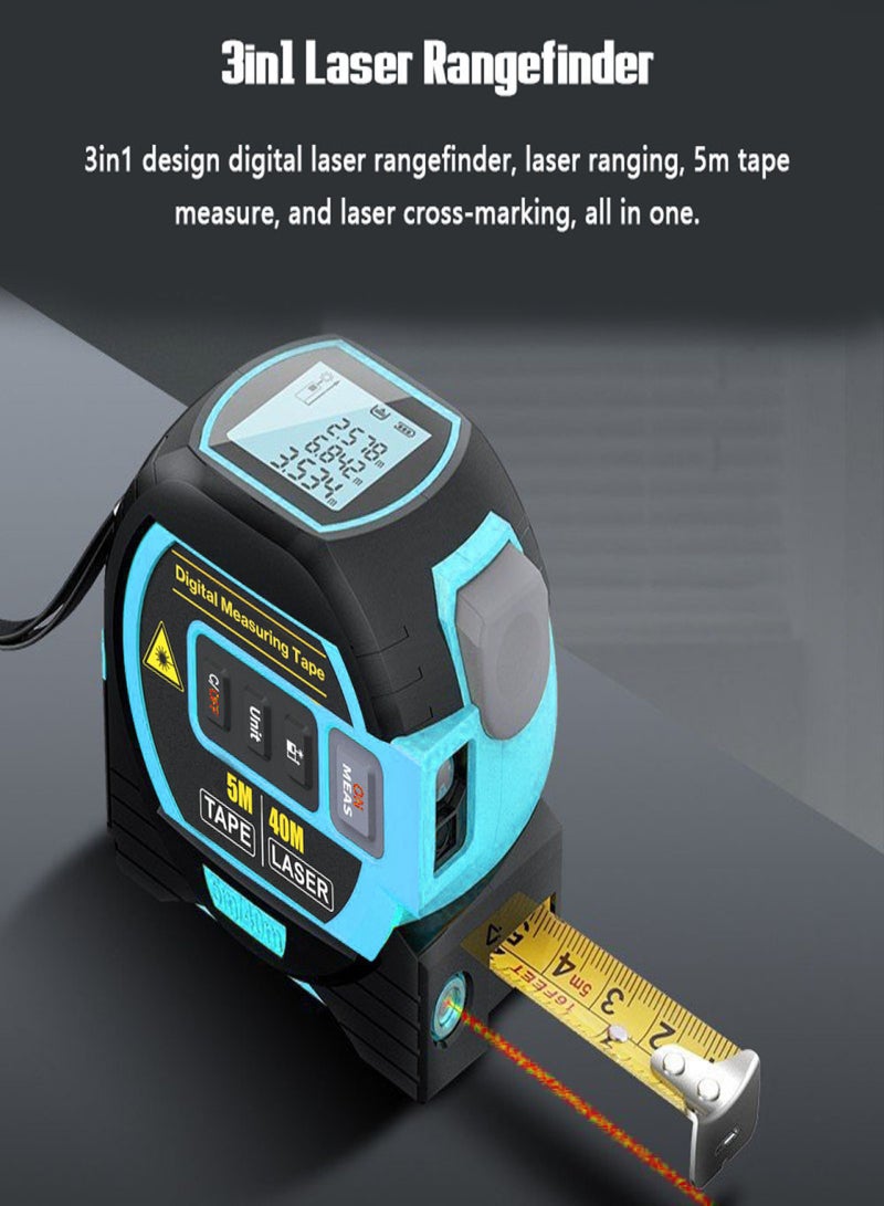 Generic 3in1 Rangefinder 5m Tape Measure Ruler LCD Display with Backlight Distance Meter Building Measurement Device Area Volumes Surveying Equipment - Image 3