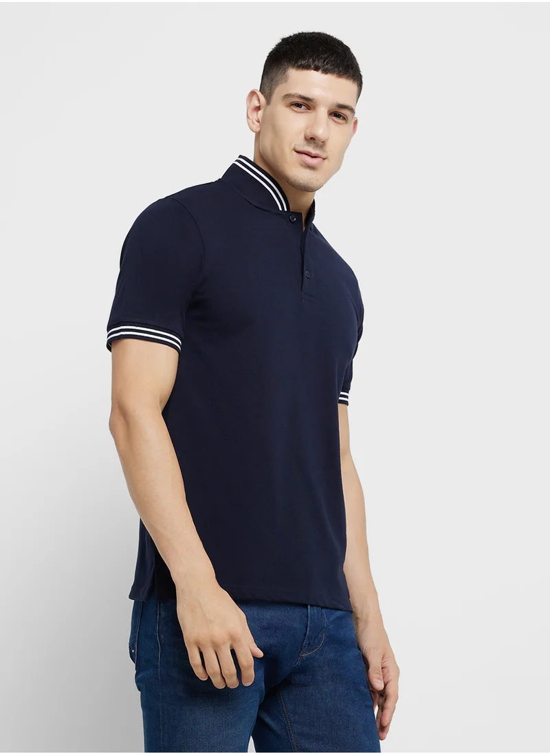 Seventy Five Double Tipping Band  Collar Polo