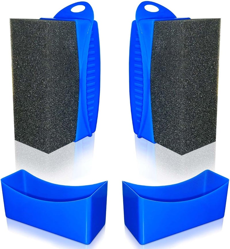 RXALASKA Tire Shine Pads, 2 Pcs Tire Dressing Sponge Applicator Contoured, Reusable Tire Shine Applicator with Lid for Car Detailing - Image 1