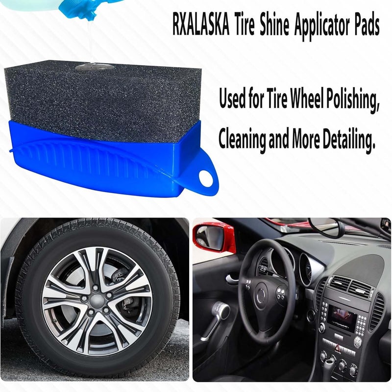 RXALASKA Tire Shine Pads, 2 Pcs Tire Dressing Sponge Applicator Contoured, Reusable Tire Shine Applicator with Lid for Car Detailing - Image 4