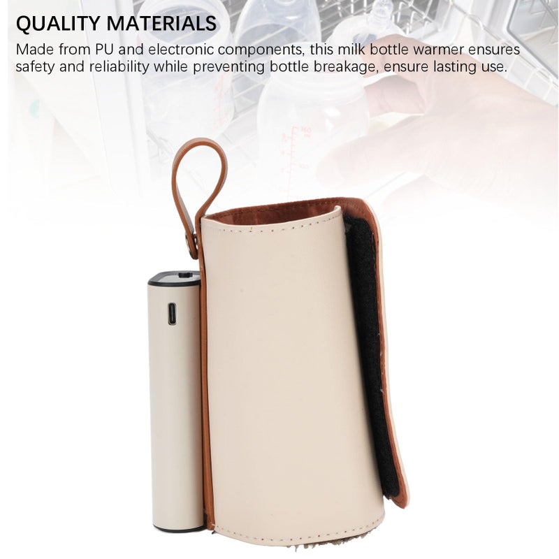 Portable USB Baby Bottle Warmer 21 Adjustable Temperature Settings Travel Pink PU Material - Image 4