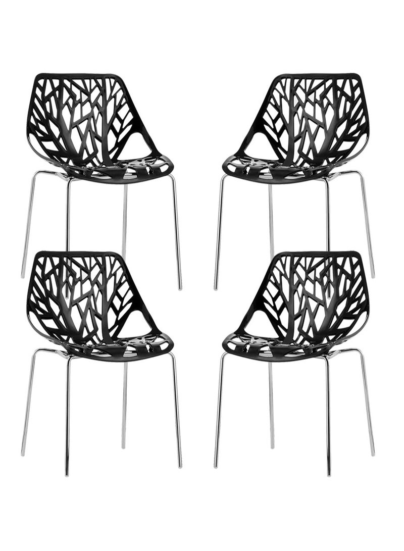 UNIVERSAL Black Dining chair with metal legs Set of 4 Mid-century Modern Dining chair Ergonomically for Restaurant Dining room Bedroom Living room Office Balcony 55 * 55 * 80CM - Image 1