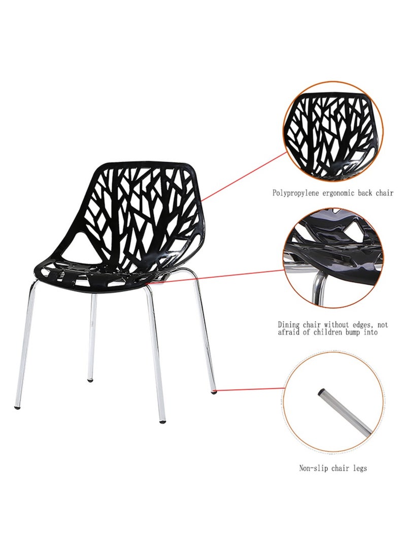 UNIVERSAL Black Dining chair with metal legs Set of 4 Mid-century Modern Dining chair Ergonomically for Restaurant Dining room Bedroom Living room Office Balcony 55 * 55 * 80CM - Image 2