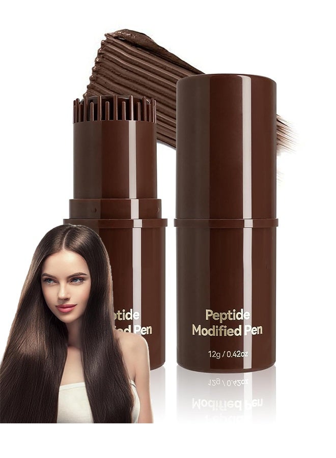 lakerain Peptide Modified Pen ，Comb for Gray Hair, Stick Para Cubrir Canas, Waterproof Hair Cover Stick, with Fo-Ti Root ext, Portable Cover Gray Hair Color Correction Sticks for Women & Men, 02# DARK BROWN - Image 1
