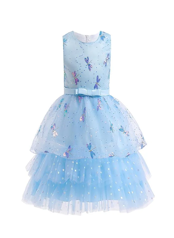 babyqlo Dreamy Blue Butterfly Princess Party Dress for Girls