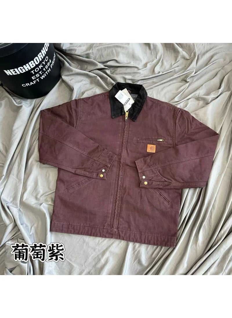 Generic - Vintage Style J97 Heavy Duty American Washing Jacket Canva Loose Fit Plus Size Special Occasion Jacket Rare Color Grape purple - Image 1