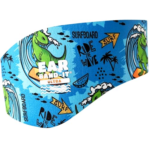 Ear Band-It Earvolution Ear Band-It Ultra Swimming Headband for Kids/Adults - Invented by Ear, Nose, and Throat Doctor - Anti-Slip Neoprene for Protection - Putty Buddies Sold Separately - Large, Dino - Image 1