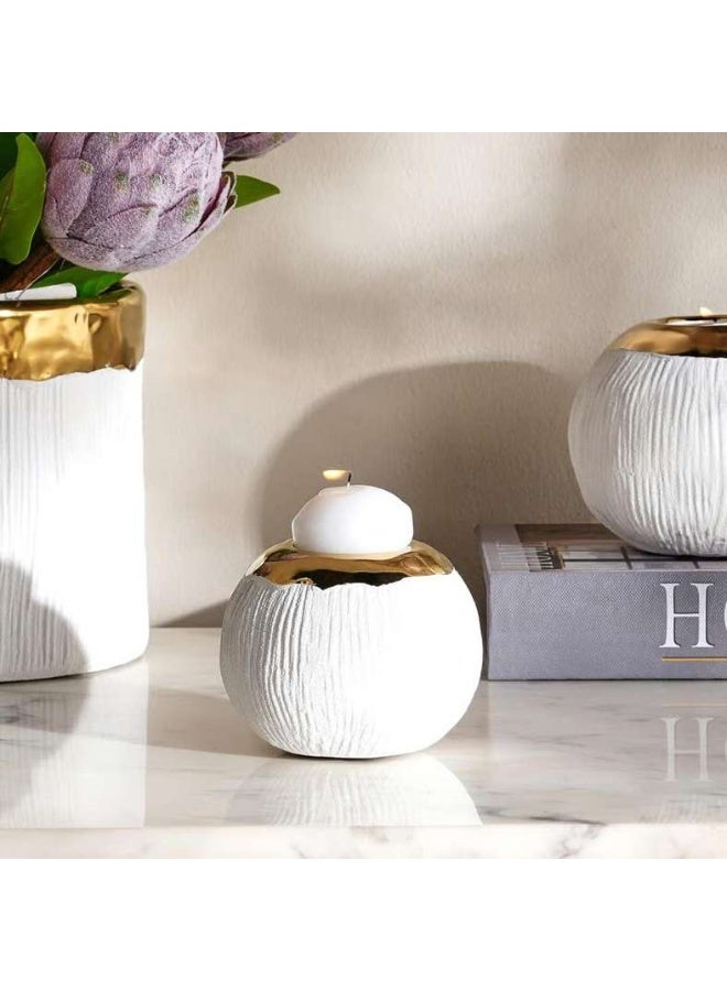 Pan Home حامل شمعة سيراميكي بتصميم لونين - أبيض - Image 1