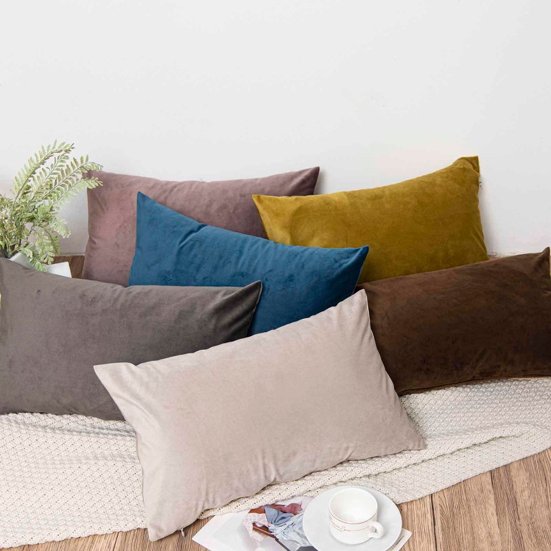JUSPURBET Cloud Lumbar Velvet Throw Pillow Covers 16x24 inch Set of 2 for Living Room Couch Sofa Bedroom Decorative Rectangle Solid Soft Cushion Cases with Invisible Zipper - Image 4