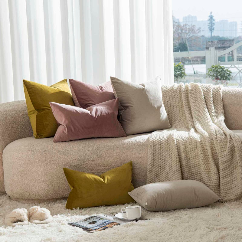 JUSPURBET Cloud Lumbar Velvet Throw Pillow Covers 16x24 inch Set of 2 for Living Room Couch Sofa Bedroom Decorative Rectangle Solid Soft Cushion Cases with Invisible Zipper - Image 2