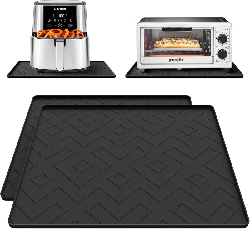 KVRG Silicone Heat Resistant Mat For Air Fryer,17.7''x15''Heat Resistant Mats for Countertop Protector,Silicone Air Fryer Mat Compatible with Ninja,Cosori,Chefman,etc-Black 2 Pcs - Image 1